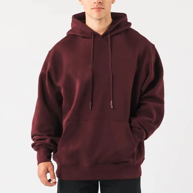 Men&apos;s Hoodies & Sweatshirts Fleece 100% Cotton Custom Logo Pullover Drop Shoulder Plus Size Hoodie With Pocket