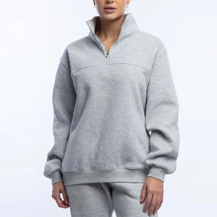 Custom Logo  Zipper up Women&apos;s Hoodies Sweatshirts Cotton Plain Hoodies Oversize Womens Sweatshirt