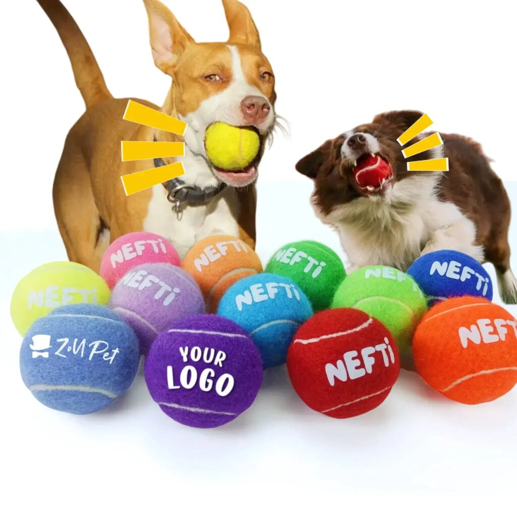 Durable Pet Tennis Ball Toys Pet Gift Custom Logo Giveaway Squeaky Dog Tennis Balls for Training