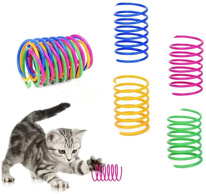 Interactive Cat Color Plastic Spring Toy Durable Pet Supplies Funny Dog Toy for Cat Play