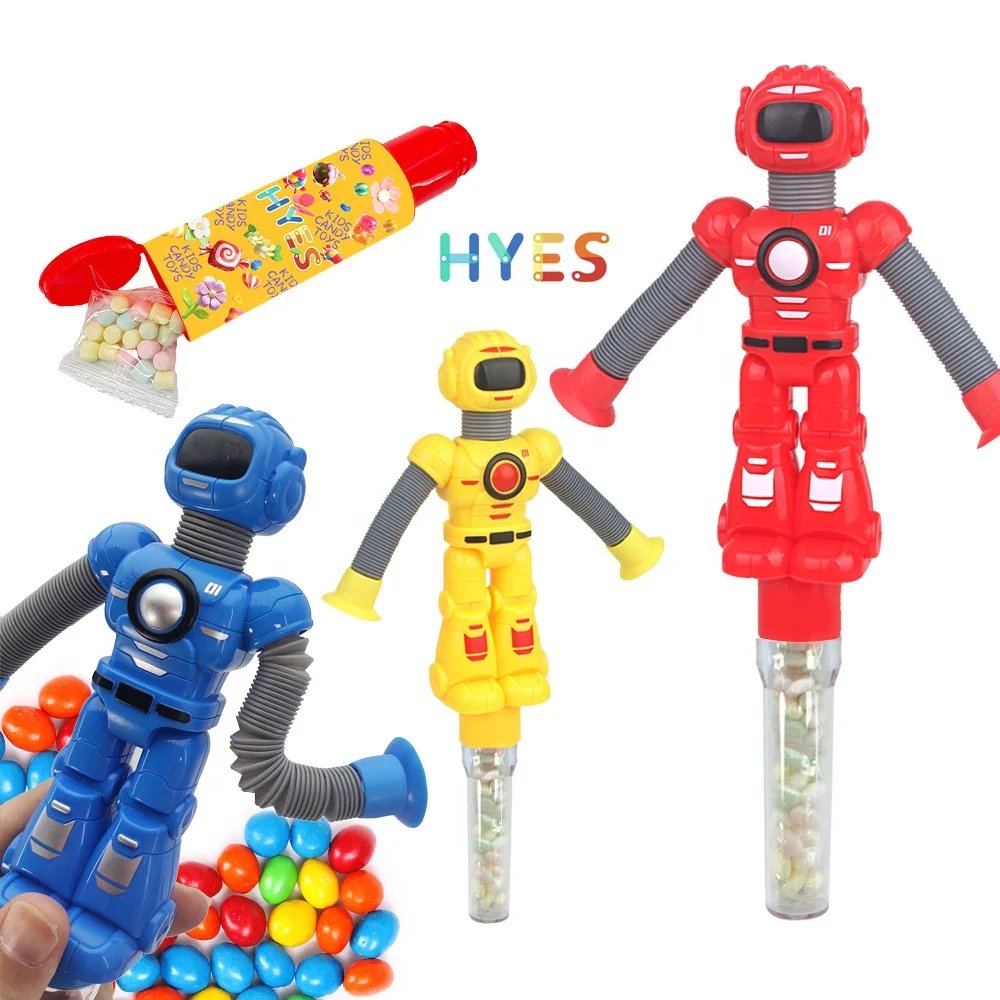 Huiye Stretching Robot Candy Toys Creative Sensory Fidget Robot Candy Toys With Filling Tube Stress Relief Candy Toys for Kids