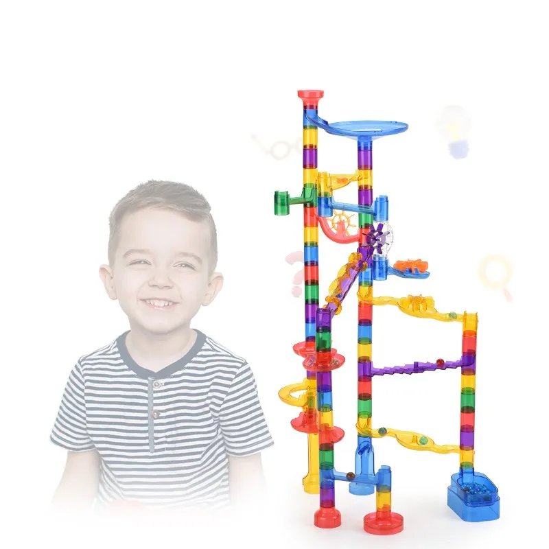 Huiye DIY Assembly Rolling Balls Race Track Set Funny Intelligence Educational Building Block Toy for Kids Made Durable Plastic