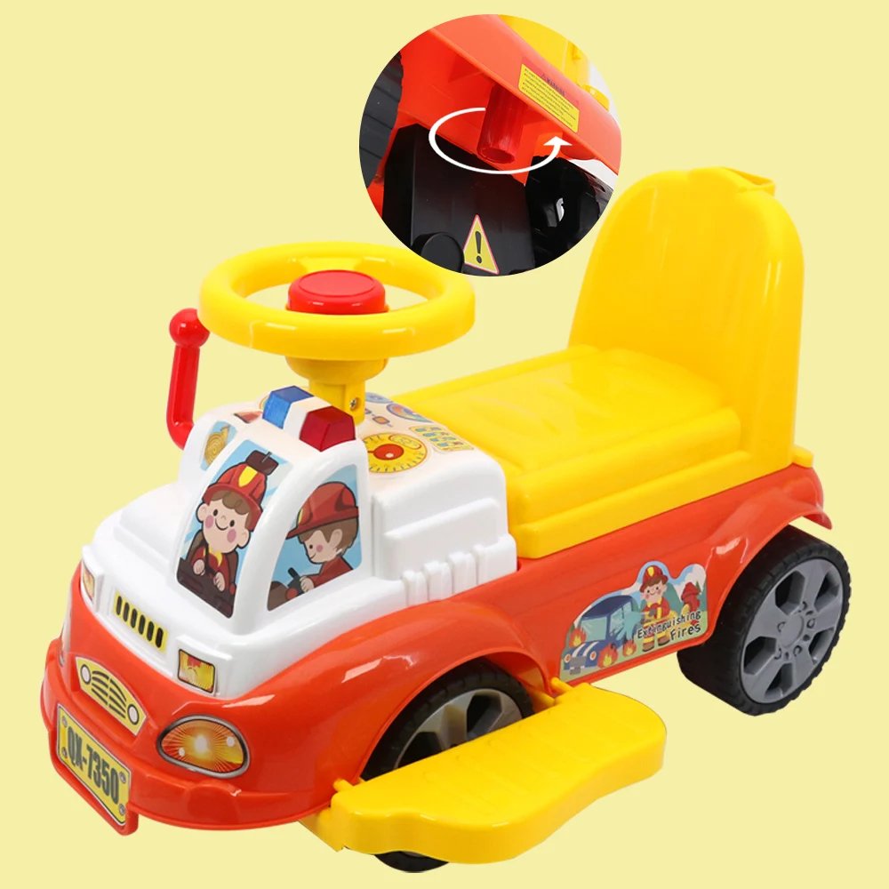 Huiye Fun Cartoon Stroller Kids Ride-on Plastic Toy Car with Horn Button for 3-8 Years Drive for Baby