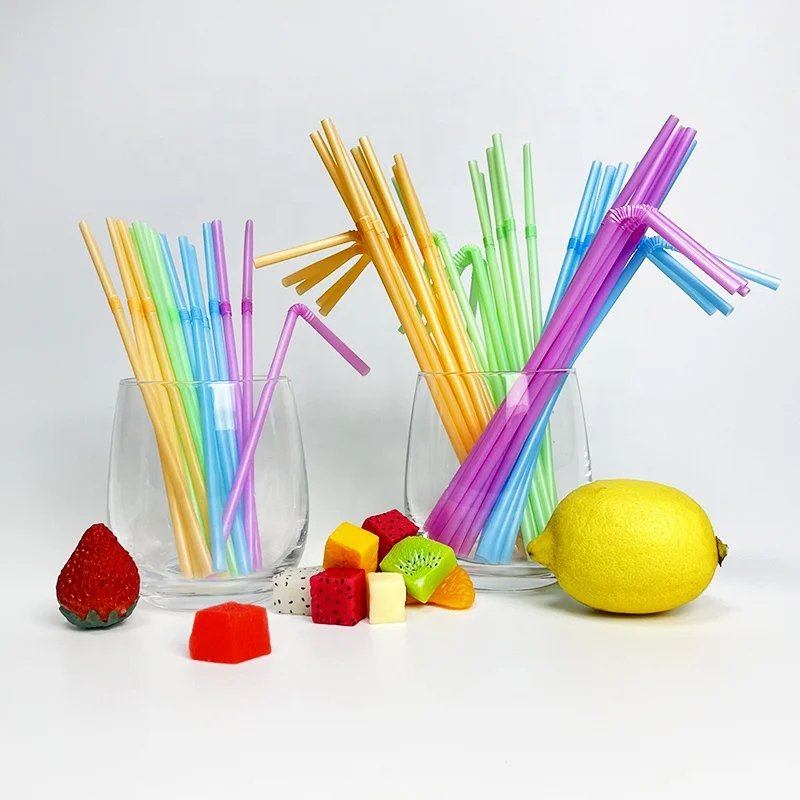 Biodegradable Color Pla Paper Bendable for Straw Colored Drinking Bubble Tea clear Plastic Straw