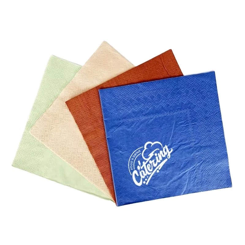 Custom Logo Color Size Blue Red Green White Black 2 3 Layers Paper Tissue Cocktail Bar Napkins for Party Wedding