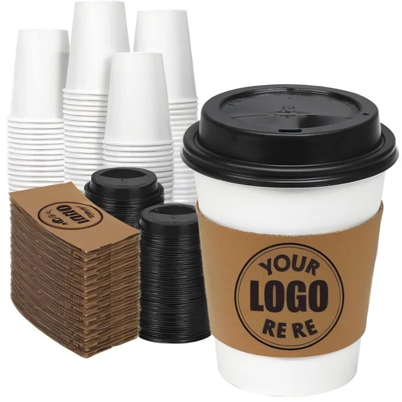 Printed Paper Cups Disposable Paper Cup With Lid Custom Printing Eco Friendly Cups for Drinks