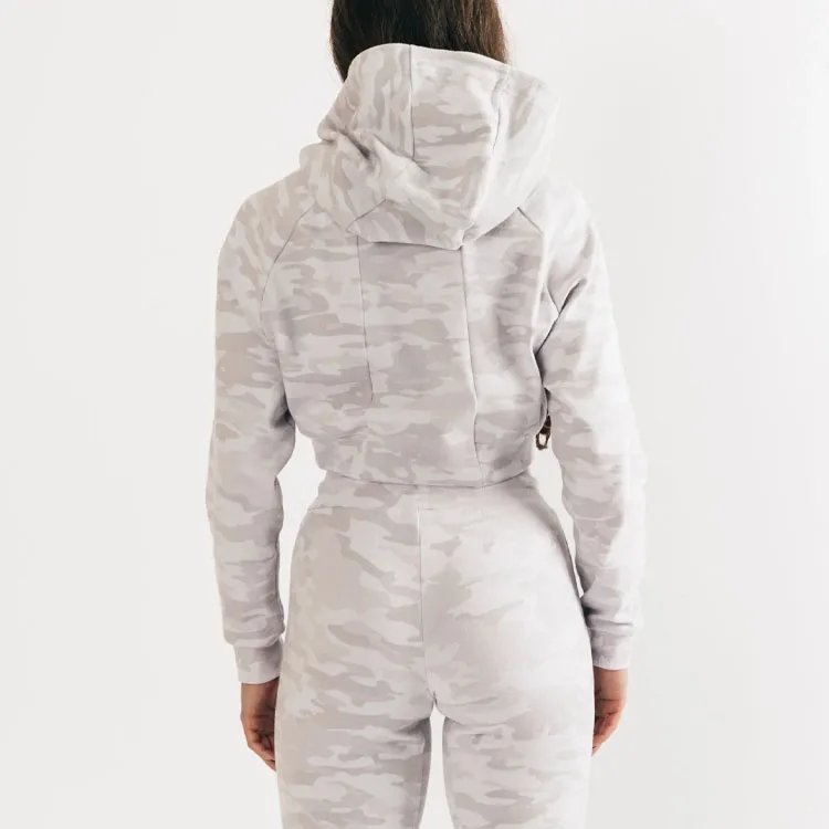 Hoodies&Sweatshirts Customized Crop Camo Fitness French Terry Top Hoodie for Women