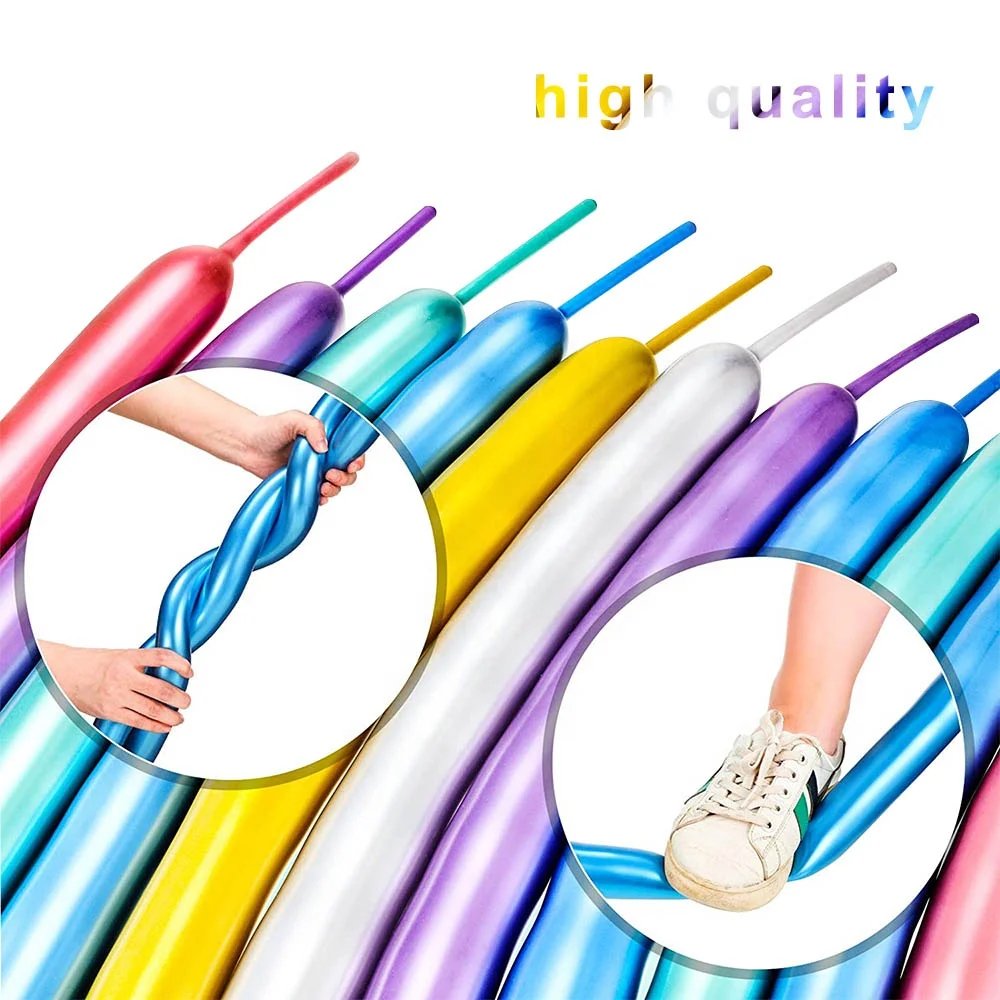 260 Thick Magic Twist Chrome Metallic Color Latex Long Shaped Modeling Balloon for Sale