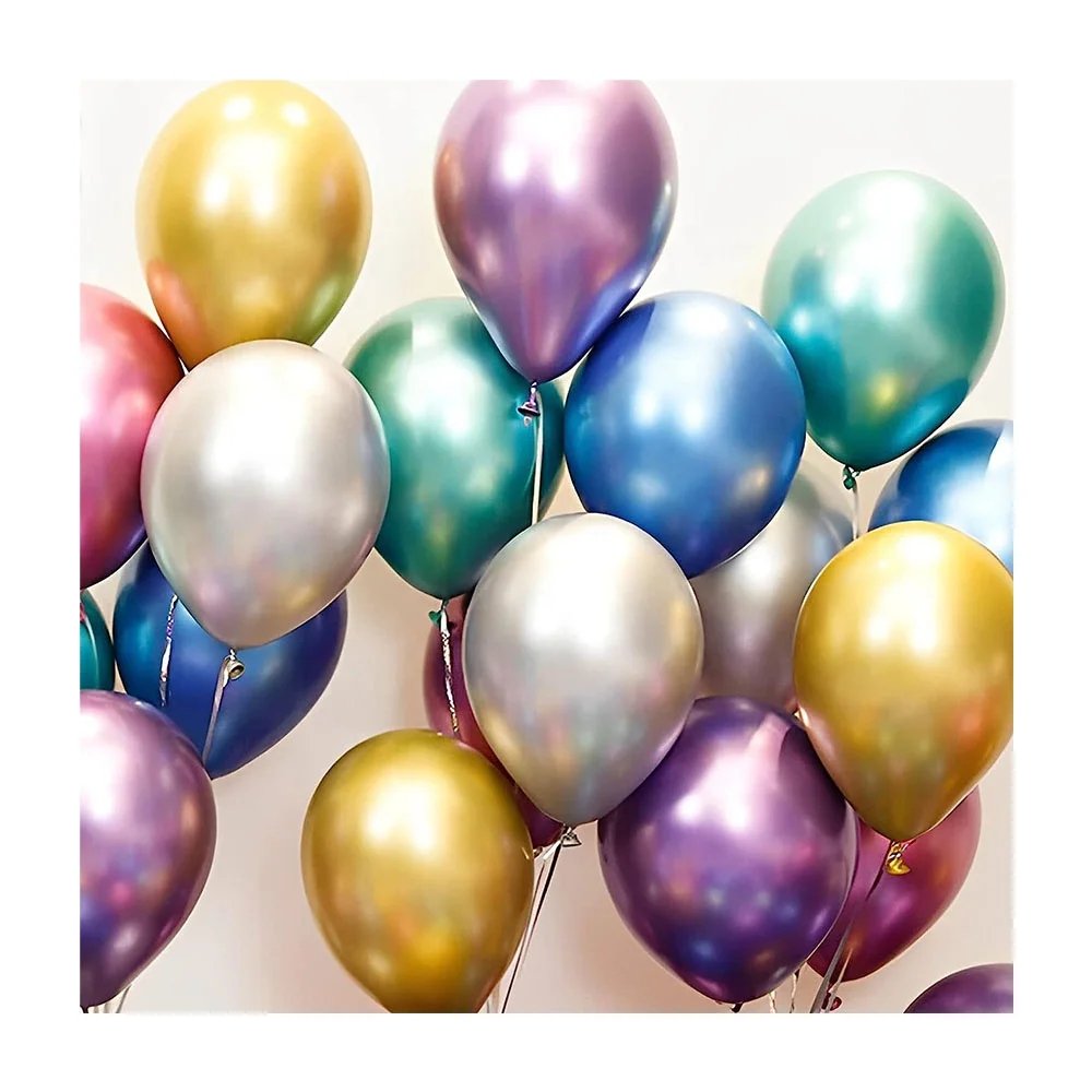 12inch Helium Party Supply Decoration Happy Birthday Holiday Celebrations Latex Metallic Chrome Balloon