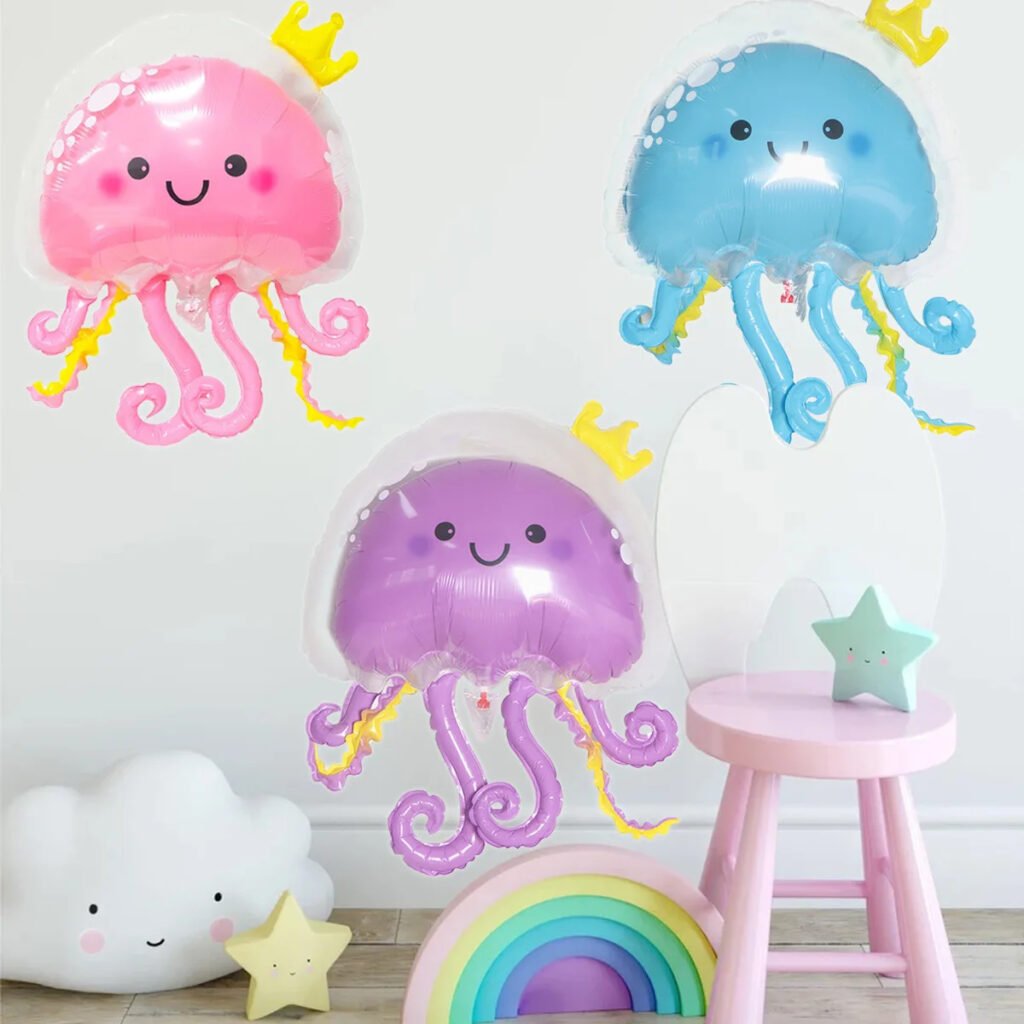 Three-Color Jellyfish  Octopus Theme Floating Birthday Crown Ball New Christmas Bubble Balloon