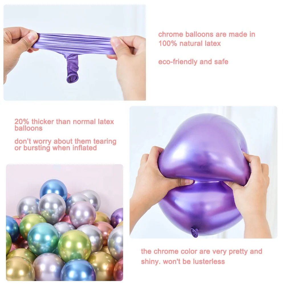 12-Inch Helium Latex Golden Balloons Festive Chrome Birthday Party Decorations Christmas Halloween Easter Valentine&apos;s Day